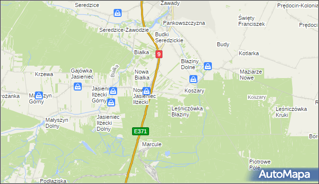 mapa Pastwiska gmina Iłża, Pastwiska gmina Iłża na mapie Targeo