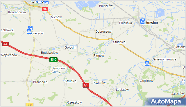 mapa Pątnów gmina Chojnów, Pątnów gmina Chojnów na mapie Targeo