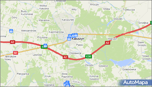 mapa Patok gmina Kałuszyn, Patok gmina Kałuszyn na mapie Targeo
