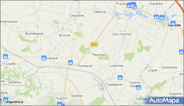 mapa Paulinów gmina Nałęczów, Paulinów gmina Nałęczów na mapie Targeo