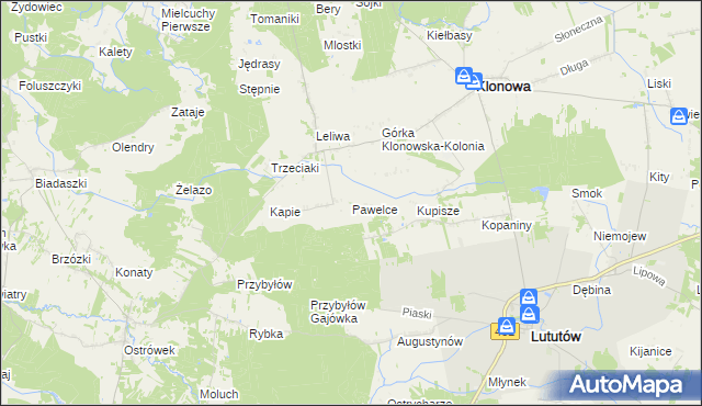 mapa Pawelce, Pawelce na mapie Targeo