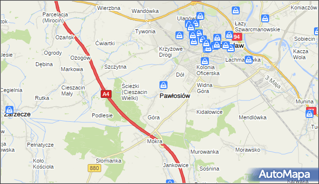 mapa Pawłosiów, Pawłosiów na mapie Targeo
