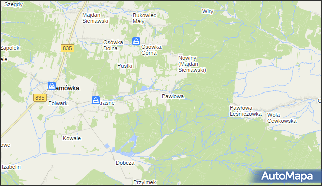 mapa Pawłowa gmina Adamówka, Pawłowa gmina Adamówka na mapie Targeo