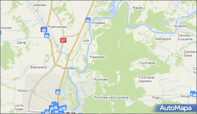 mapa Pawłówek-Gajówka, Pawłówek-Gajówka na mapie Targeo