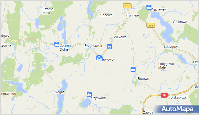 mapa Pawłowo gmina Gardeja, Pawłowo gmina Gardeja na mapie Targeo