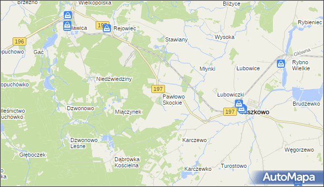 mapa Pawłowo Skockie, Pawłowo Skockie na mapie Targeo