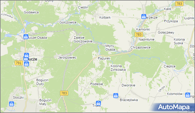 mapa Pazurek, Pazurek na mapie Targeo