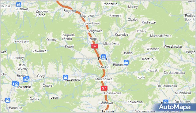 mapa Pcim, Pcim na mapie Targeo