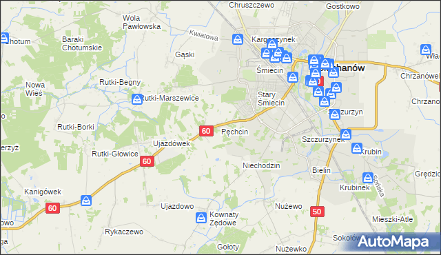 mapa Pęchcin, Pęchcin na mapie Targeo