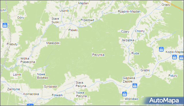 mapa Pecynka, Pecynka na mapie Targeo