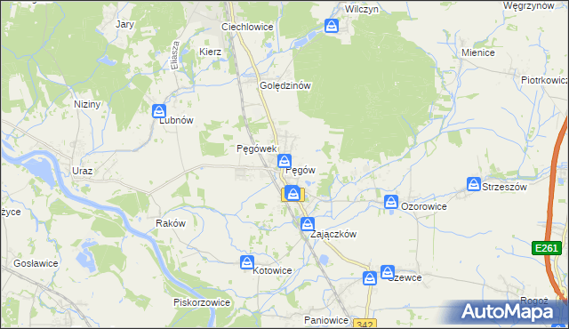 mapa Pęgów gmina Oborniki Śląskie, Pęgów gmina Oborniki Śląskie na mapie Targeo