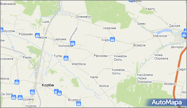 mapa Pękosław, Pękosław na mapie Targeo