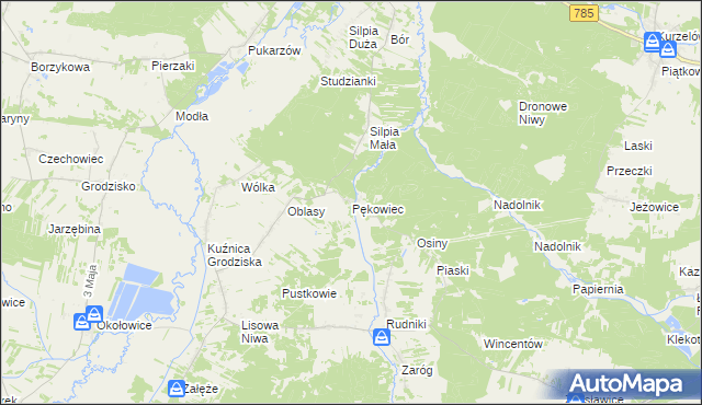 mapa Pękowiec, Pękowiec na mapie Targeo