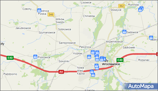 mapa Pełcznica, Pełcznica na mapie Targeo