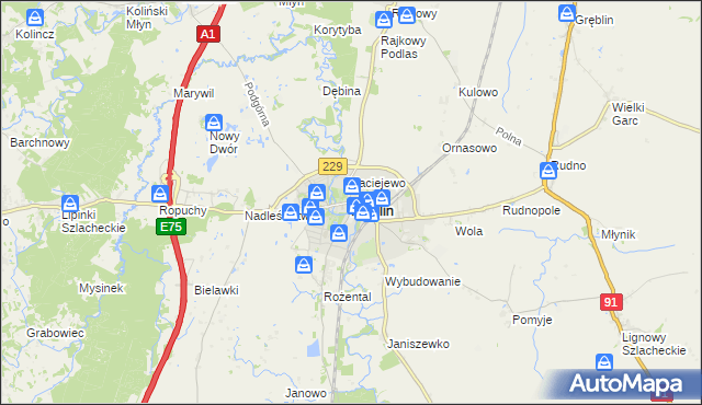 mapa Pelplin, Pelplin na mapie Targeo