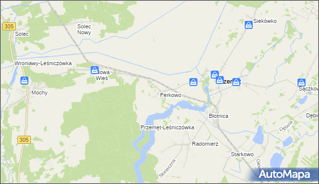 mapa Perkowo gmina Przemęt, Perkowo gmina Przemęt na mapie Targeo