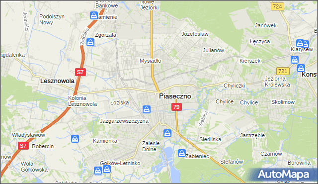 mapa Piaseczno, Piaseczno na mapie Targeo