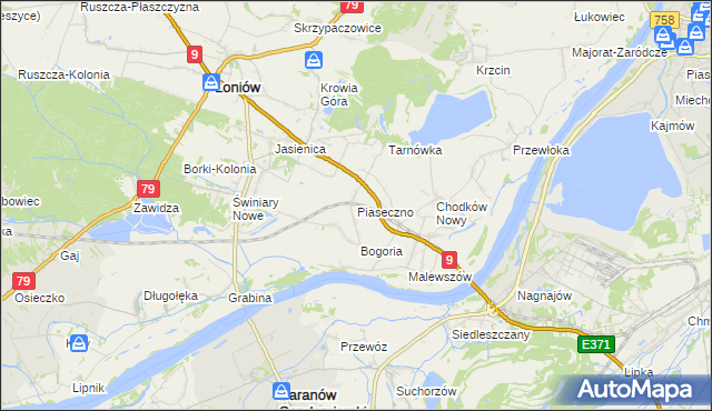 mapa Piaseczno gmina Łoniów, Piaseczno gmina Łoniów na mapie Targeo