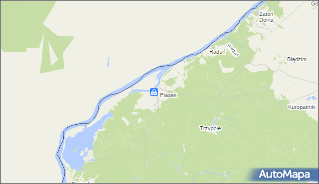 mapa Piasek gmina Cedynia, Piasek gmina Cedynia na mapie Targeo