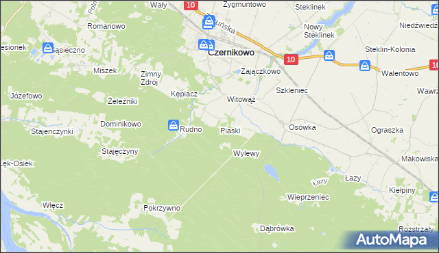 mapa Piaski gmina Czernikowo, Piaski gmina Czernikowo na mapie Targeo