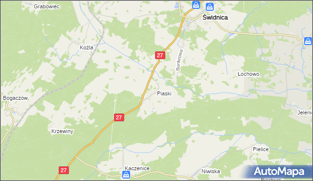 mapa Piaski gmina Świdnica, Piaski gmina Świdnica na mapie Targeo