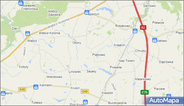 mapa Piątkowo gmina Lisewo, Piątkowo gmina Lisewo na mapie Targeo