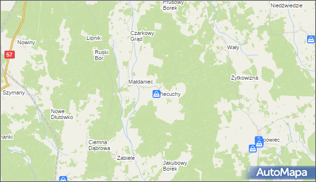 mapa Piecuchy, Piecuchy na mapie Targeo