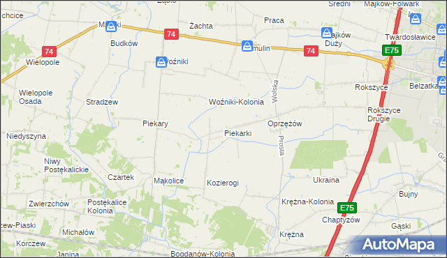 mapa Piekarki, Piekarki na mapie Targeo