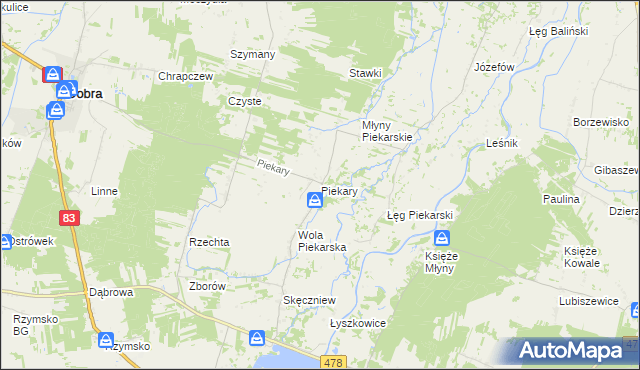 mapa Piekary gmina Dobra, Piekary gmina Dobra na mapie Targeo