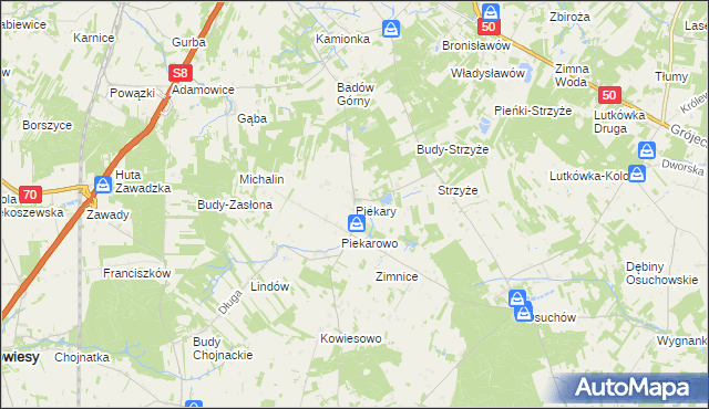 mapa Piekary gmina Mszczonów, Piekary gmina Mszczonów na mapie Targeo