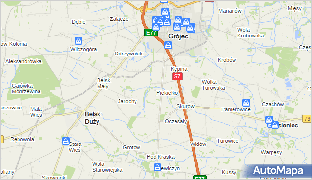 mapa Piekiełko gmina Grójec, Piekiełko gmina Grójec na mapie Targeo