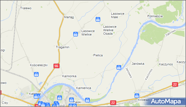 mapa Pielica, Pielica na mapie Targeo