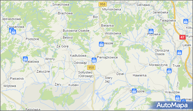 mapa Pieniążkowice, Pieniążkowice na mapie Targeo