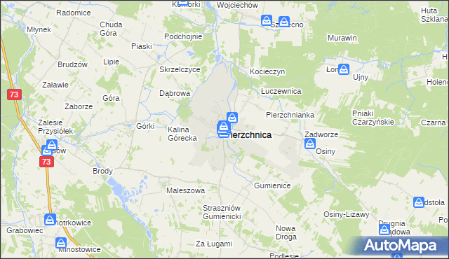 mapa Pierzchnica powiat kielecki, Pierzchnica powiat kielecki na mapie Targeo