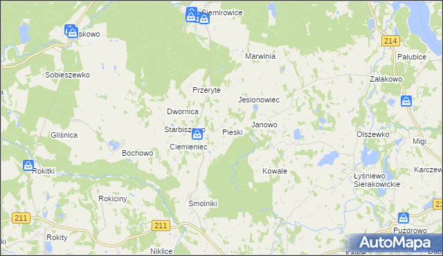 mapa Pieski gmina Cewice, Pieski gmina Cewice na mapie Targeo