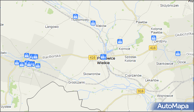mapa Pietrowice Wielkie, Pietrowice Wielkie na mapie Targeo