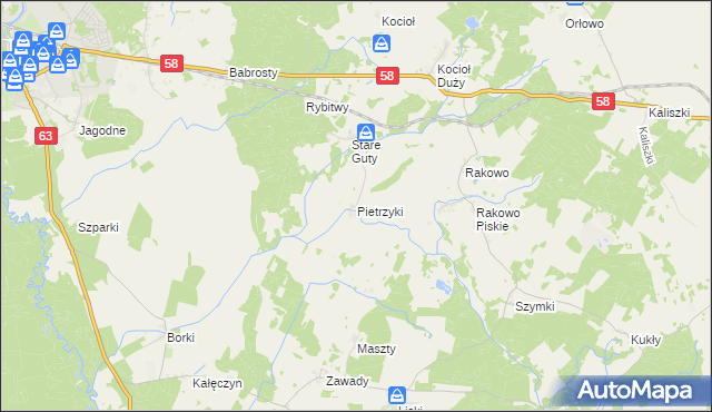 mapa Pietrzyki, Pietrzyki na mapie Targeo