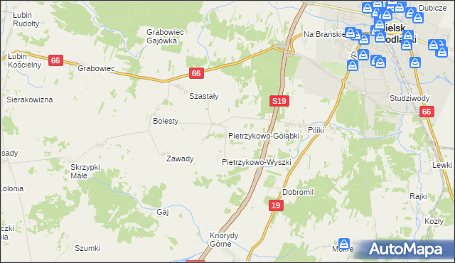 mapa Pietrzykowo-Gołąbki, Pietrzykowo-Gołąbki na mapie Targeo