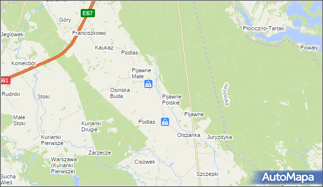 mapa Pijawne Polskie, Pijawne Polskie na mapie Targeo