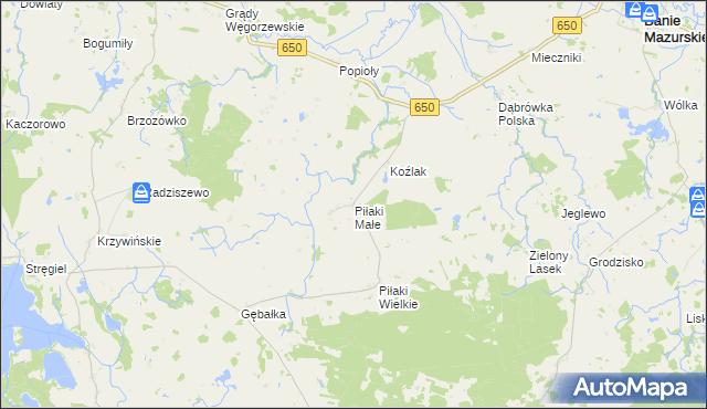mapa Piłaki Małe, Piłaki Małe na mapie Targeo