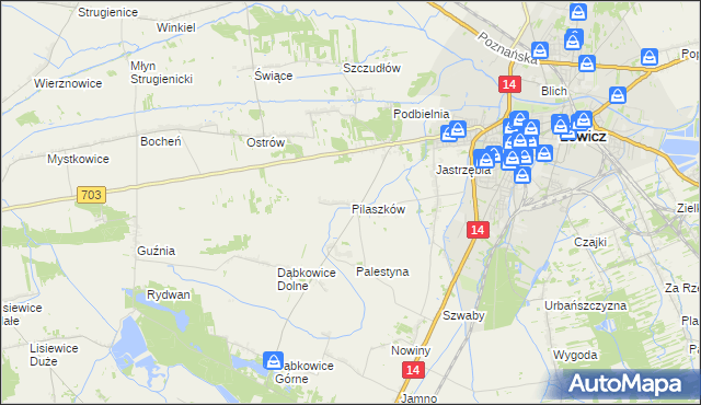 mapa Pilaszków gmina Łowicz, Pilaszków gmina Łowicz na mapie Targeo