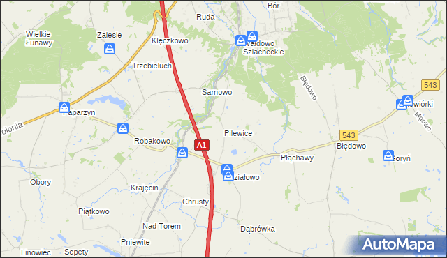 mapa Pilewice, Pilewice na mapie Targeo