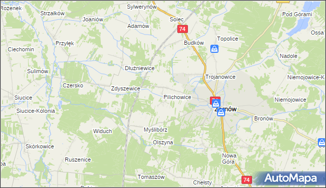 mapa Pilichowice, Pilichowice na mapie Targeo