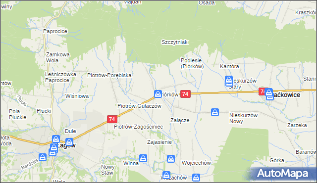 mapa Piórków, Piórków na mapie Targeo