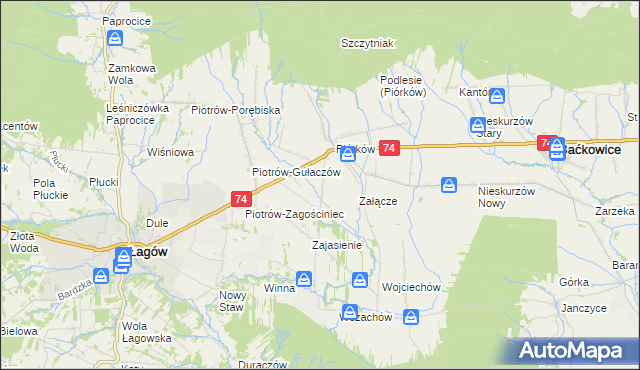 mapa Piórków-Kolonia, Piórków-Kolonia na mapie Targeo