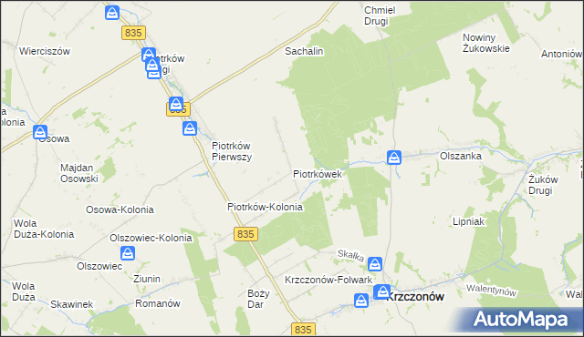 mapa Piotrkówek gmina Krzczonów, Piotrkówek gmina Krzczonów na mapie Targeo