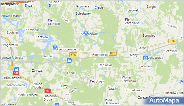 mapa Piotrkowice gmina Żabia Wola, Piotrkowice gmina Żabia Wola na mapie Targeo