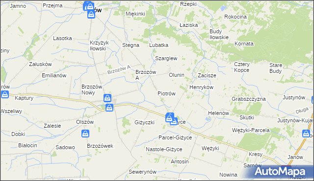 mapa Piotrów gmina Iłów, Piotrów gmina Iłów na mapie Targeo