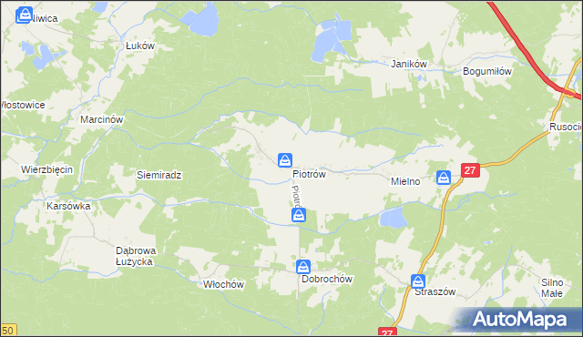 mapa Piotrów gmina Przewóz, Piotrów gmina Przewóz na mapie Targeo