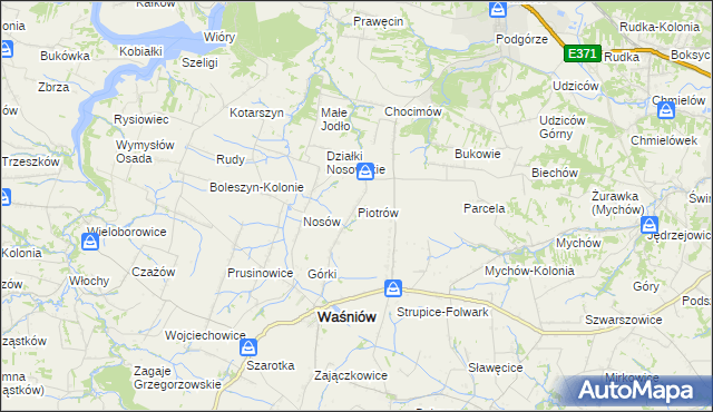 mapa Piotrów gmina Waśniów, Piotrów gmina Waśniów na mapie Targeo